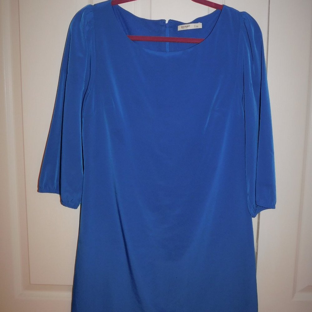 Old Navy Silky Blue Long Sleeve Dress